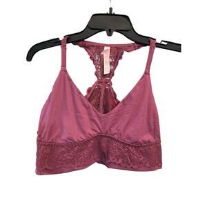 Victoria's Secret Pink Women's Mauve Lace Back Bralette Size Medium No Padding